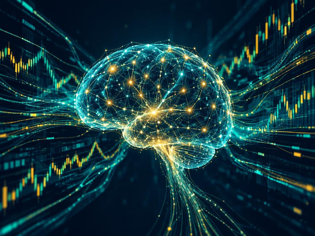 DZplatform AI neural network analysing market data and candlestick charts